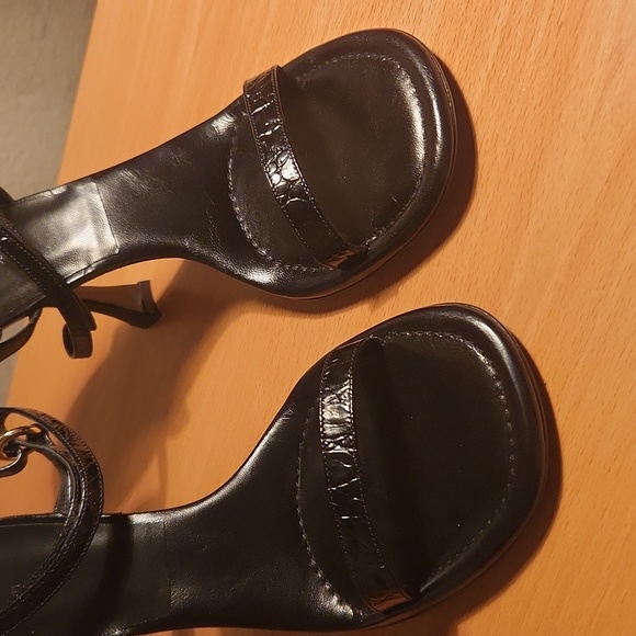 BY FAR - embossed touch-strap 110mm sandals size 9 - Picture 2 of 9